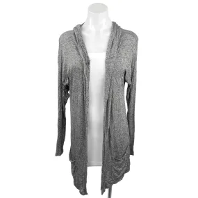 Dont Ask Why Gray Knit Open Front Long Sleeve Pockets Hooded Cardigan One Size