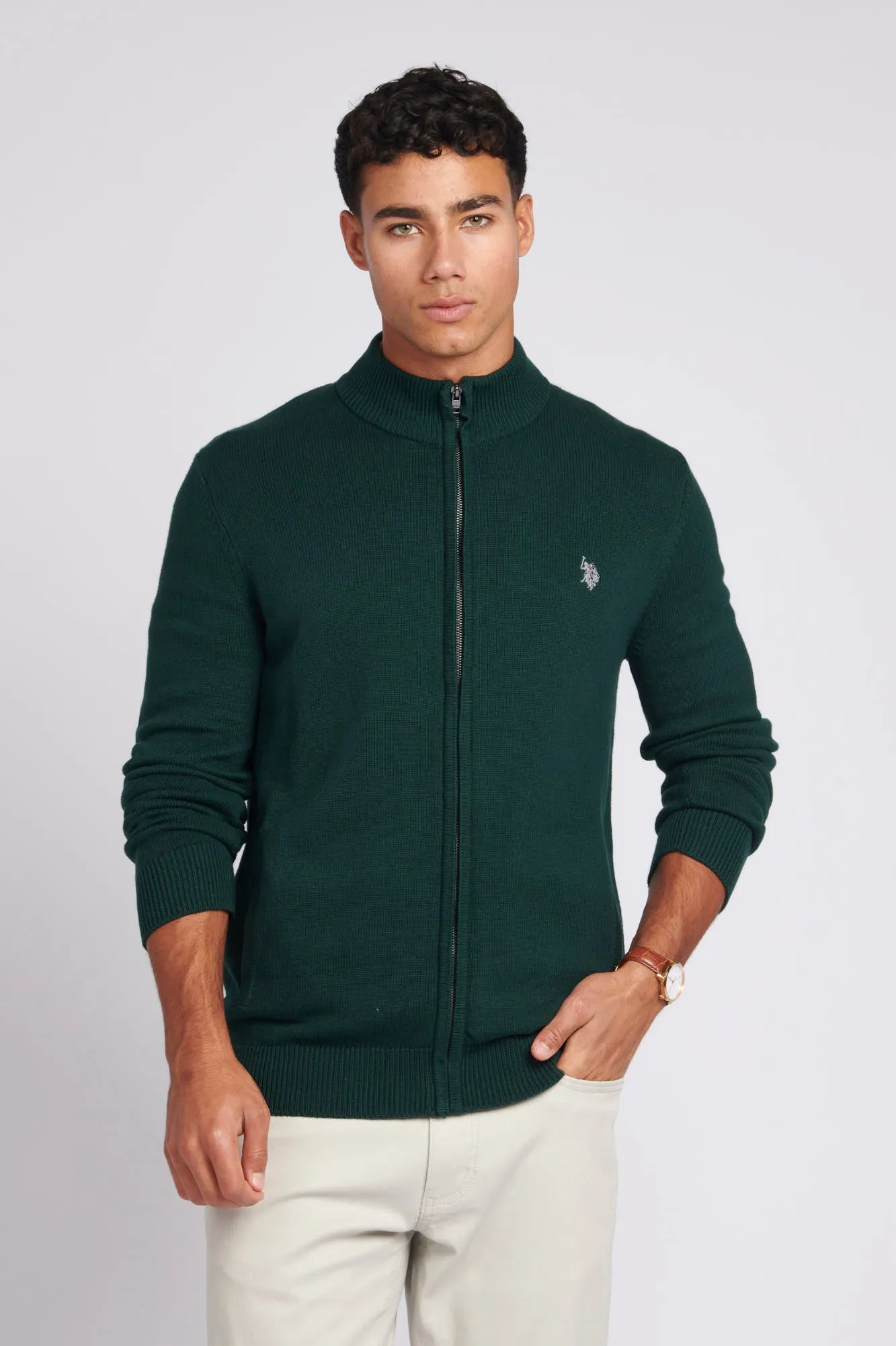 Mens Knitted Cardigan in Ponderosa Pine Marl