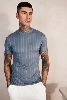 Muscle Fit Ribbed T-shirt | boohooMAN UK