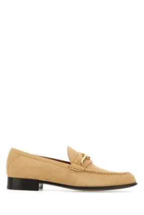 Valentino Garavani Beige Suede V Logo The Bold Edition Loafers