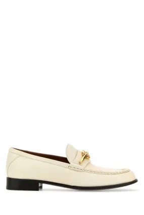 Valentino Garavani Ivory Leather V Logo The Bold Edition Loafers